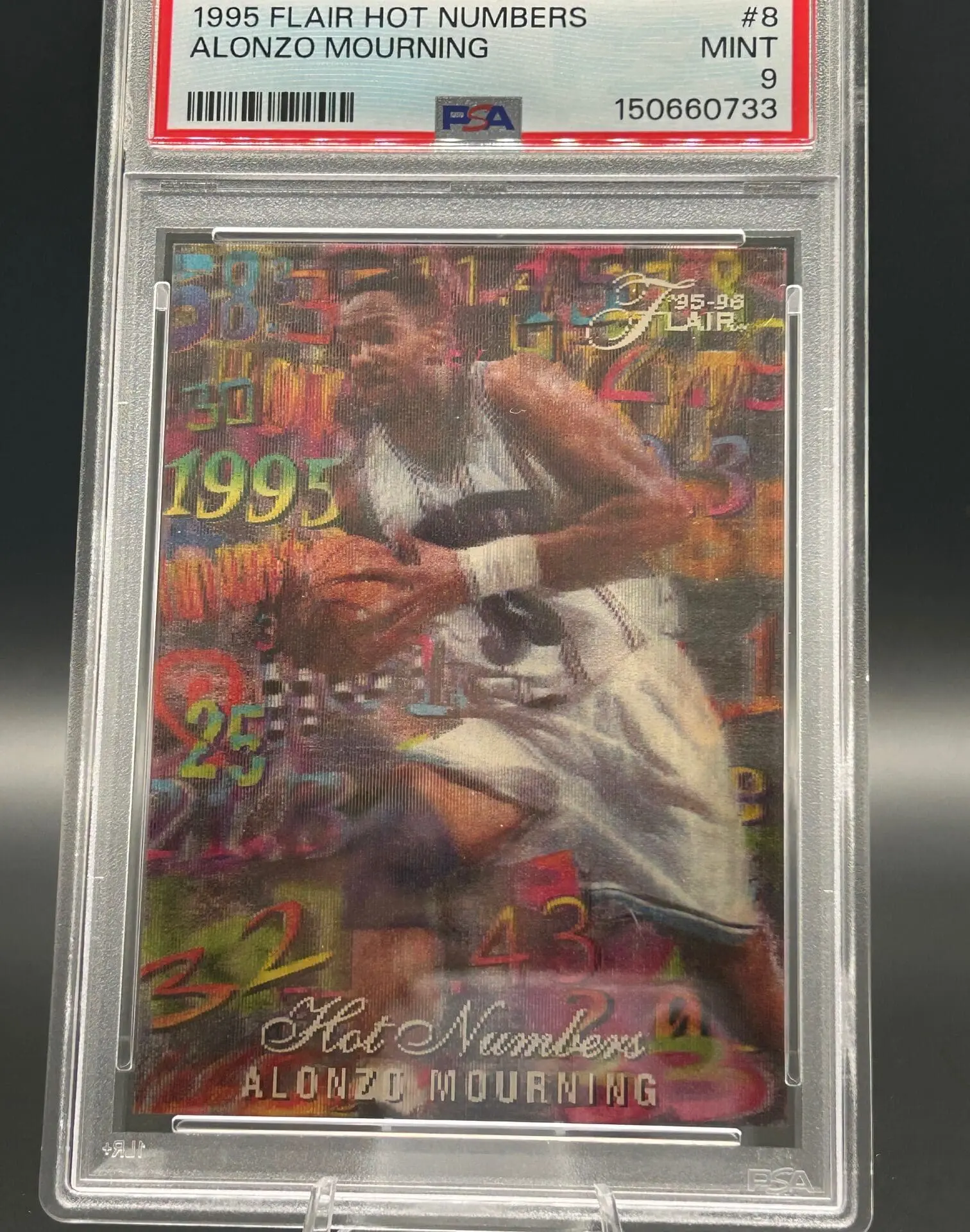 1995 Flair Hot Numbers Alonzo Mourning #8 PSA9